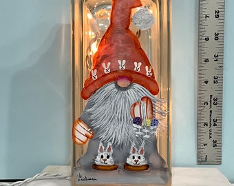 Gnome Holliday lighted glass block