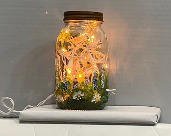 HONEY BEEDY Jar Light※動作不良品 Mason Jar Light Garden With Bees - Etsy