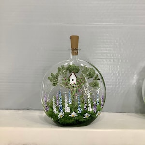 Bottle light cork fairy lights bird house garden