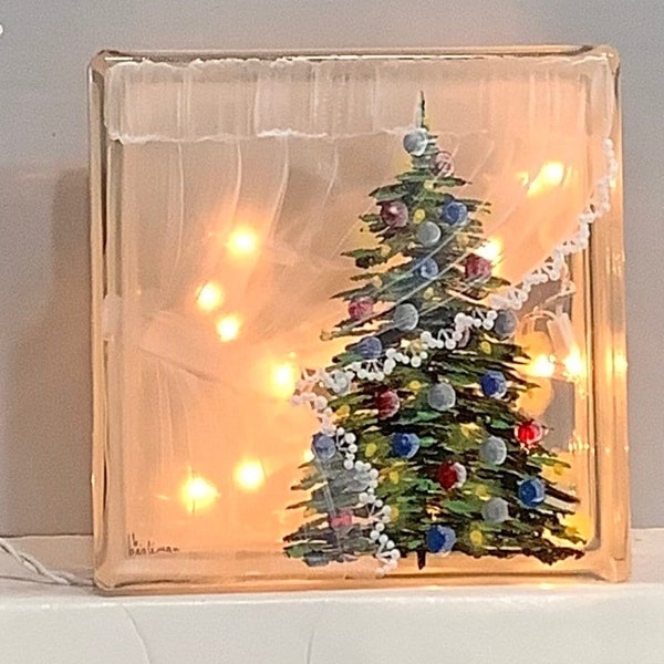 Window with Christmas tree light