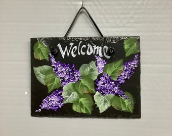 Slate Lilac Welcome Sign Wall hanging