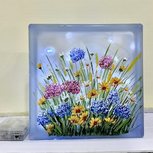 Summer garden glass block light plug in or battery pack