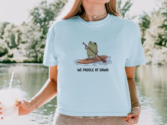 We Paddle at Dawn Funny Paddleboard Shirt, Stand Up Paddle Board Tee, SUP Shirt, Funny Frog Shirt, Paddleboarding Gift, Comfort Colors Shirt