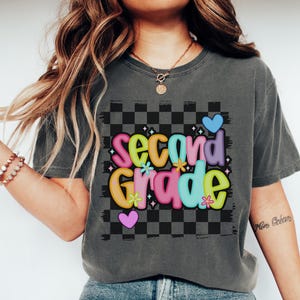Second Grade Teacher Comfort Colors® Shirt Back to School Retro 2nd Grade Teacher Crew Tee Teacher  First Day Shirt Gift for Teacher Retro