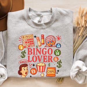Grandma Bingo Lover Sweatshirt Funny Bingo Gift for Grandmas Retro Bingo Pullover Cozy Bingo Night Outfit for Women Bingo Player Gift