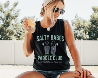 Regalo per le vacanze estive per ragazze, canotta da paddleboard divertente, maglietta con colori comodi, abbigliamento da SUP abbinato, maglietta retrò boho per gite al lago, attrezzatura per pagaiare sul fiume