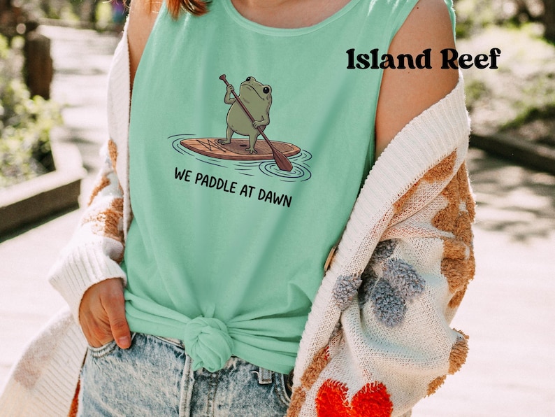 We Paddle at Dawn Funny Paddleboard Shirt, Stand Up Paddle Board Tee, SUP Shirt, Funny Frog Shirt, Paddleboarding Gift, Comfort Colors Shirt immagine 5