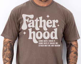 Fathers Day Gift for Husband Funny Rock Dad Comfort Colors Tee Retro Distressed Graphic Shirt First Time Dad Tee Vintage Vibe Fatherhood