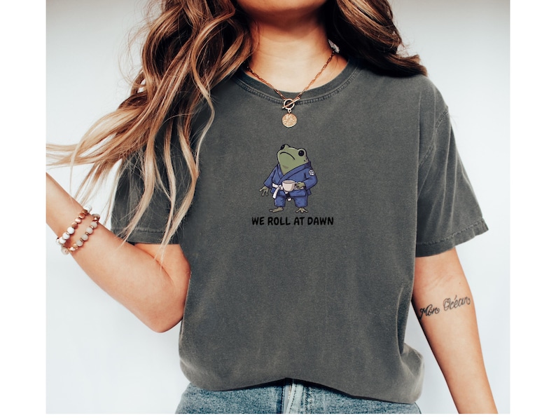 We Roll at Dawn Funny BJJ Shirt, Jiu Jitsu Frog Tee, Comfort Colors BJJ Gift, Grappler Shirt, Funny Jiu Jitsu Gift for Him image 10