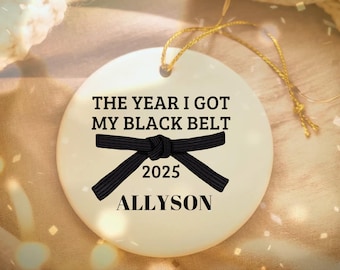 Personalized Jiu Jitsu Black Belt Gift, BJJ Martial Arts Keepsake Decor, Custom Sports Ornament, Martial Arts Belt Gift Ornament