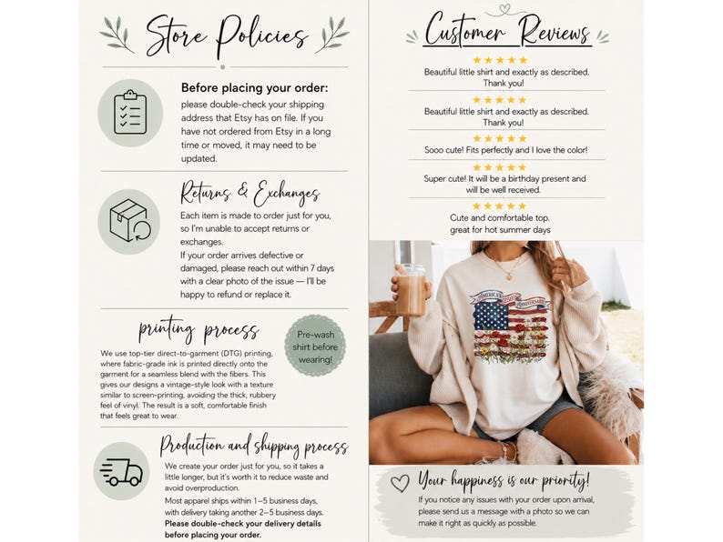 Pu&ograve; includere: Una felpa a maniche lunghe color bianco sporco con una grafica della bandiera americana con accenti floreali e il testo 'AMERICAN GIRL' su un nastro. Il design presenta colori rosso, bianco e blu con vari fiori alla base della bandiera.