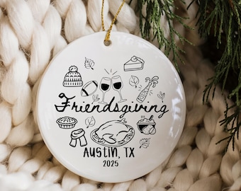 Doodle Friendsgiving Ornament Friend or Coworker Gift, Bulk Party Favor Idea for Thanksgiving Dinner with Friends Gift for Holiday