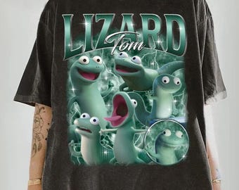 Camiseta con retrato de Tom Lizard de Comfort Colors, camiseta con Tom Lizard de Pixar Movie Hoppers, camiseta con Ellen Bear de Mabel Tanaka, camiseta de viaje a Disneyland