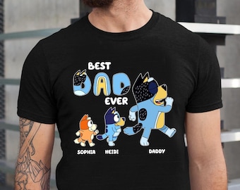 Personalized Best Dad Ever Shirt, Custom Blue Dog Shirt, Custom Father's Day Shirt, Custom Dad with Name Shirt, Gift for Dad Shirt