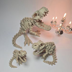 3D Printed T-Rex Skeleton Model-Posable Dinosaur Figure, Flexible Dino Desk Decor, Toy Gift for Kids, Eco-Friendly Movable Jurassic Dino