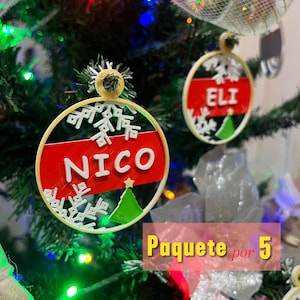 Personalized Christmas Ornaments by 5 / Hanging Bead Balls / Christmas Tree Ornaments / Christmas Balls / Christmas Tree