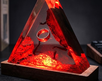 Handmade Fantasy Resin Lamp, Mystic Artifact Light, Unique Night Lamp, Dark Aesthetic Decor, Gift for Fantasy Lovers, Father's day Gift