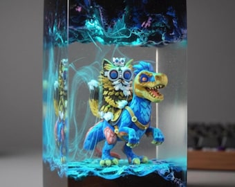 Princess Donut and Mongo Resin Lamp, Dungeon Crawler Carl Diorama, LitRPG Fan Gift, Handmade Night Light, World Dungeon Crawler Figure