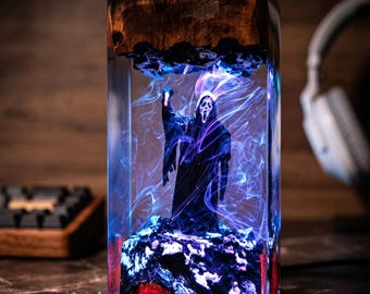 Ghost.face figure Resin Lamp, Creepy Hooded Mask Figure Night Light, Spooky Handmade Gothic Home Decor, Unique Halloween Gift, father's gift