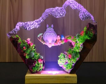 Epoxy resin wood lamp famous anime, epoxy resin lamp, Custom Anime Night Light, Handmade Lamp, Housewarming gift, Birthday Gift, gift for ki