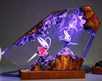 Custom Hor.net vs K.night resin lamp, Hollow Knight Epoxy Night Light, Hollow Silk & song Figure, Unique gift for gamer, Gaming Desk Decor