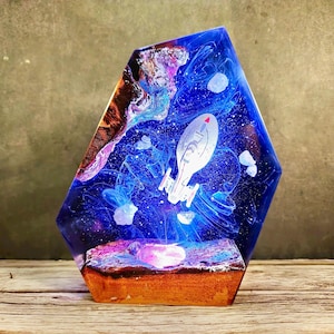 Space Exploration Resin Lamp, Handmade Spacecraft Model Night Light, Sri-Fi Decor Night Light, Spaceship Night Light, Gift For Son,Gift Idea