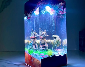 T-Rex Dinosaur Resin lamp, Custom lamp , Handmade Dinosaur Resin Lamp, Dinosaur Figure, Gift for Dinosaur Fan, Morther Day gift, gamer gift