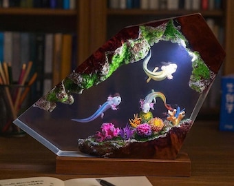 Axolotl-harsnachtlampje, Mexicaanse salamanderharslamp voor slaapkamer, cadeau voor kinderen, figuur salamanders, kerstlicht, cadeau voor hem
