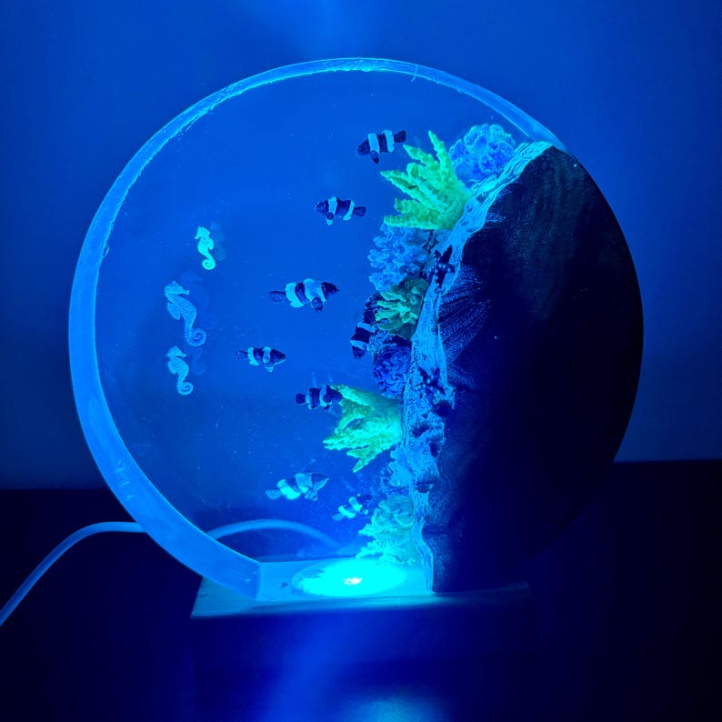 Oceanic Epoxy Resin Night Light Captivating Marine Life Décor, Lamp ...