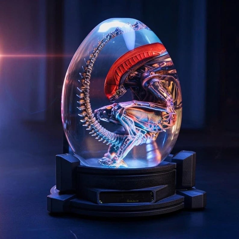 Alien Resin Lamp, Sci-fi Night Light, Xenomorph Egg Figure, Unique Geek ...