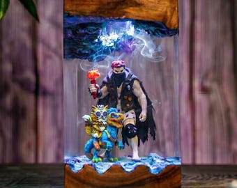 Handgjord Dungeon Crawler Carl-lampa i harts, Dungeon Crawler Carl-present, Prinsessan Donut Cat-hartsfigur, Mongo-hartsfigurpresent, present till honom