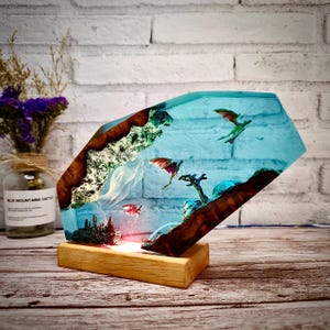 Diorama Dragon Lamp, Handmade Dragon resin lamp dragon statue, Dragon Art lamp, Unique Gift Housewarming Gifts, Halloween Gifts, Xmas gifts
