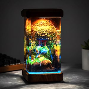 Herbstwald Tischlicht: Handgemachtes Torri Tor Harz Nachtlicht, Galaxy Schrein Nachtlicht, Einzigartiges Geschenk für Ihn Sie, Vatertagsgeschenk