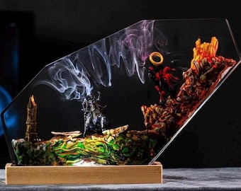 Diorama Ring lamp, Custom Epoxy Resin Lamp, Dark Lord Night Light, Resin Night Light, Christmas gifts, gift for him, Home Decor,Gift for him