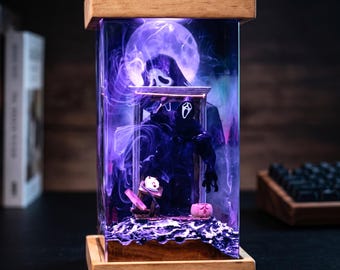 Horror-Harz-Lampe, Spuk-Nachtlicht, Halloween-Dekor, gruselige Lampe, Gothic-Dekor, Vatertagsgeschenk, Halloween-Dekor, Horrorgeschenk