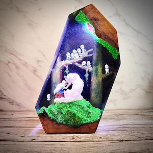 Anime Inspired Resin Lamp, Fantasy Forest Spirit Night Light, Japanese Style Home Decor Gift for Anime Fans, halloween room decor, xmas gift