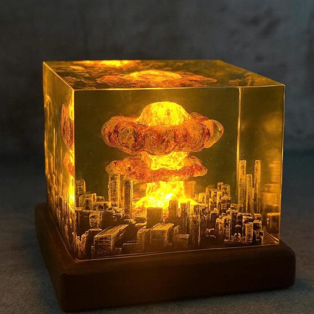 Explosion Decor Diorama Explosion Resin Lamp: Atomic Bomb Fallout Art, Storm Cloud Lamp ...
