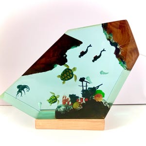 Xmas Gift 2025, Christmas gifts Octopus and diver resin night light, Ocean Resin Lamp, Resin Lamp, handmade furniture decor, Birthday gifts