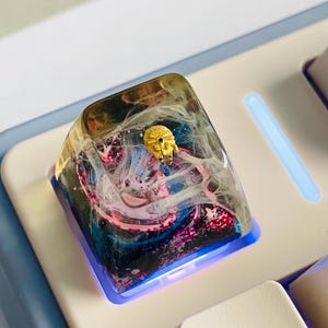 Galaxy Spaceship Artisan Keycap For Mechanical Keyboard, Universe Keycap, Great Gift For Him, Handcraft Resin Keycap, gift birthday
