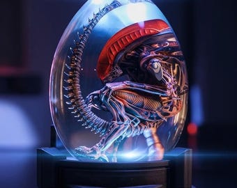 Alien Resin Lamp, Sci-Fi Night Light, Xenomorph Egg Figure, Unique Geek Gift, Futuristic Home Decor,Christmas gift, gift for him