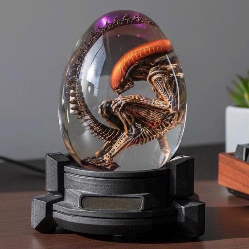 Alien Resin Lamp, Sci-fi Night Light, Xenomorph Egg Figure, Unique Geek ...
