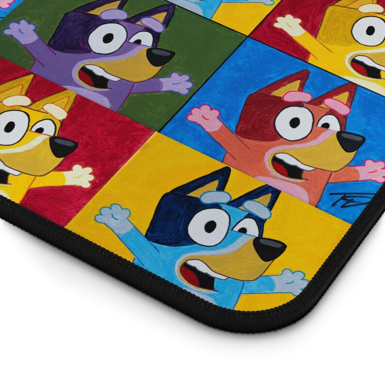 Bluey Warhol Desk Mat, Fun Home Office Decor, Gift for Bluey Fans ...
