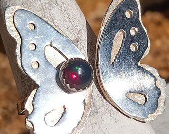 Butterfly ring // Sterling butterfly ring // One of a kind Open band Sterling butterfly ring // Butterfly Statement ring
