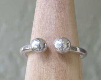 Double ball ring // Open band 2 ball ring // Minimalist ring //  Open band Sterling ring // Stacker ring // Statement ring