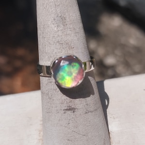 Aurora Opal ring Choose your size Sterling silver opal ring Magical aurora opal colorful ring