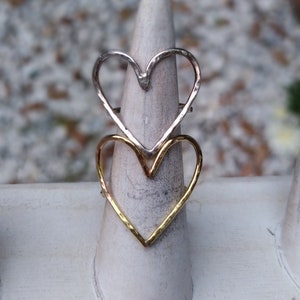 Delicate open heart ring, Valentine&#39;s Day Sterling Silver heart ring, Dainty silver heart ring, Minimalist Statement ring