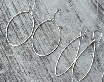 Sterling silver hoop earrings // Choose your shape // Large Hoop earrings