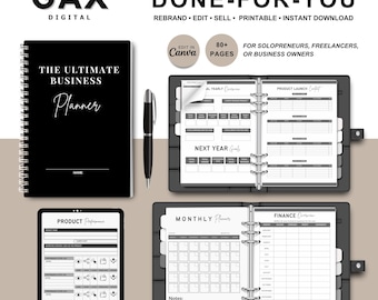 Ultimate Business Planner Bundle | Small Business Planner, Canva Templates & Resell Rights, Passive Income, Printable Planner, Business Plan