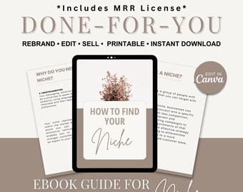 How To Find Your Niche Ebook Template, Business Strategy, Canva Template W/ MRR, Lead Magnet Coaching Workbook, Business Coach Done For You