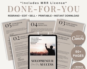 Solopreneur Ebook, Done For You Lead Magnet Coaching, Canva Templates For Small Business Owner, Digital Passive Income, Master Resell Rights